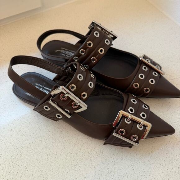 NEW Jeffrey Campbell Lilly Buckle Slingback Flats - Picture 3 of 7